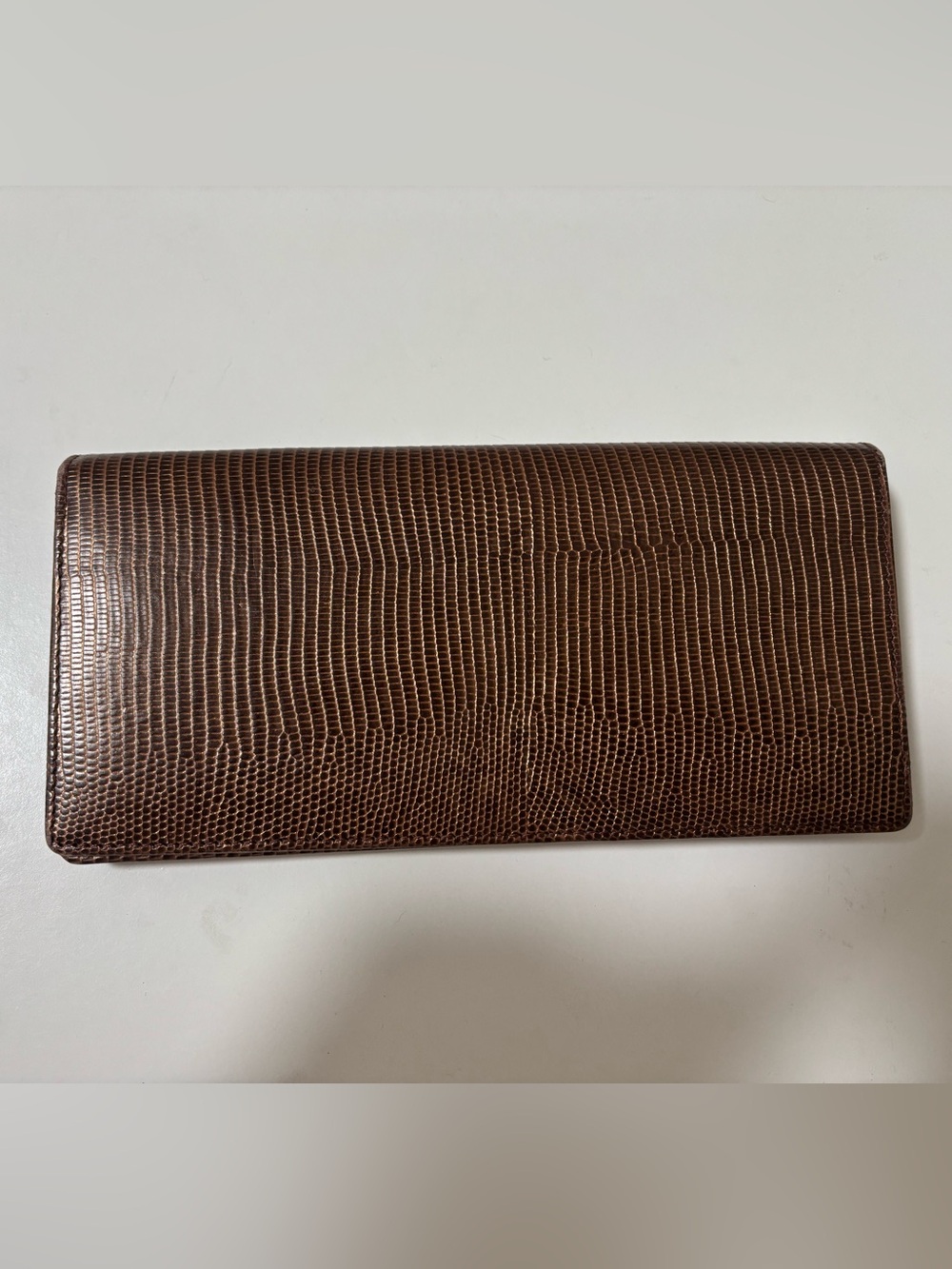 Mosaic Genuine Leather Brown Lizard-Embossed Long Wallet